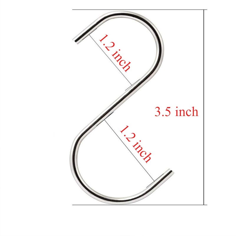 Aubcee 20 Pack 3.5" Hooks S Shaped Hanging Hooks Stainless Steel Metal Hangers Hanging Hooks Kitchen,Closet,Bathroom,Work Shop,Garden,Outdoor etc. - Image 2